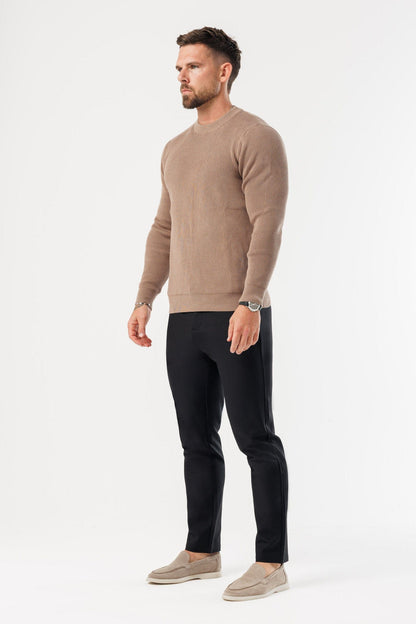 Ridge Knit Sweater — Brown