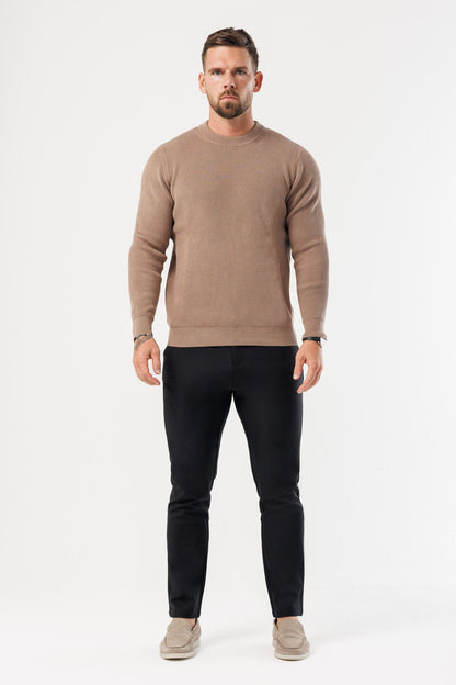 Ridge Knit Sweater — Brown