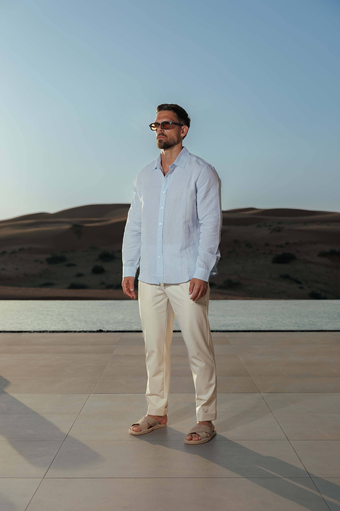 Luxe Linen Shirt — Light Blue