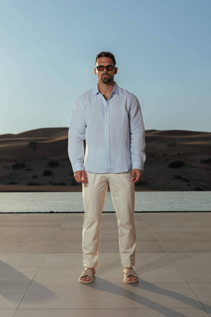 Luxe Linen Shirt — Light Blue