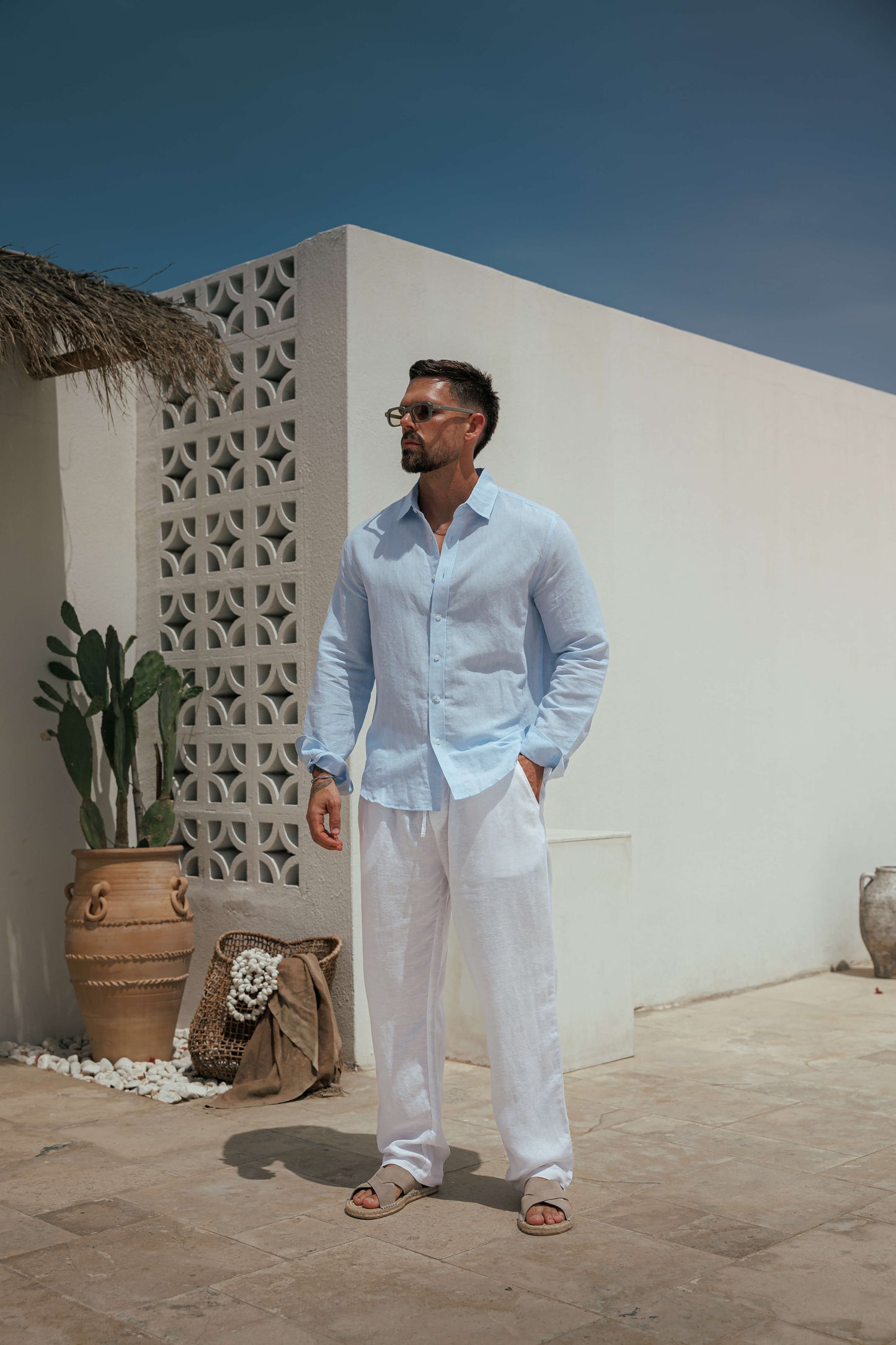 Luxe Linen Shirt — Light Blue