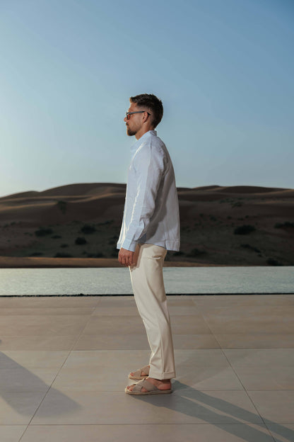 Luxe Linen Shirt — Light Blue
