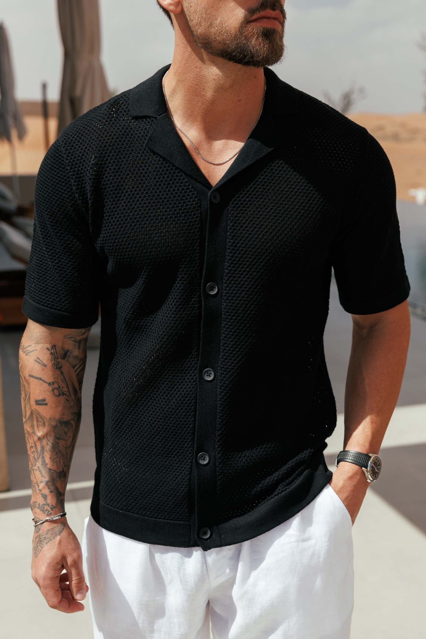 Peak Knit Shirt — Black