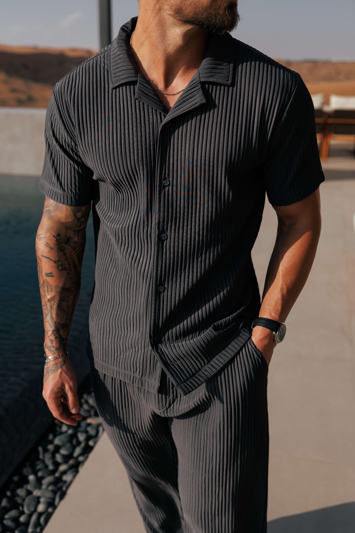 Pleated Shirt — Grey