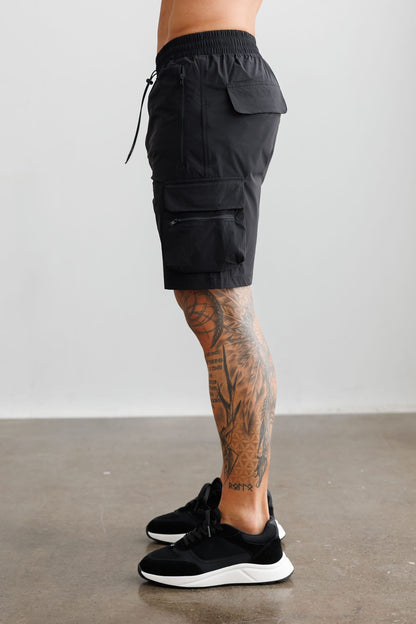Technical Cargo Shorts — Black