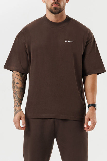 Print Oversized T-Shirt — Brown