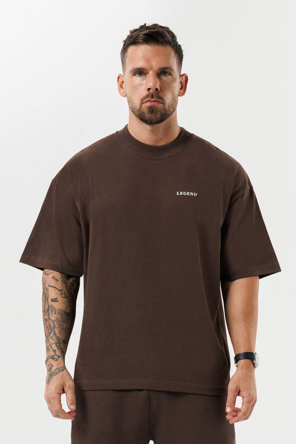 Print Oversized T-Shirt — Brown