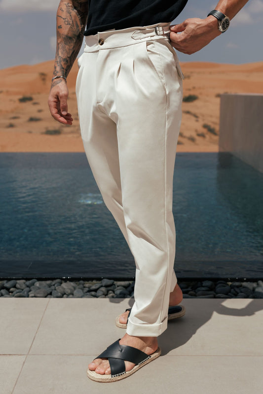 Premium Side Cinch Trouser — Stone