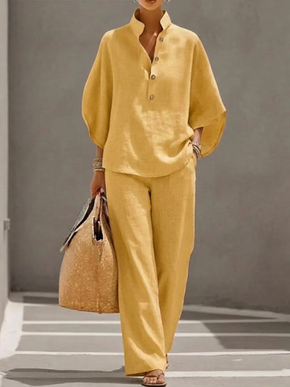 Amalfi linen-texture batwing co-ord