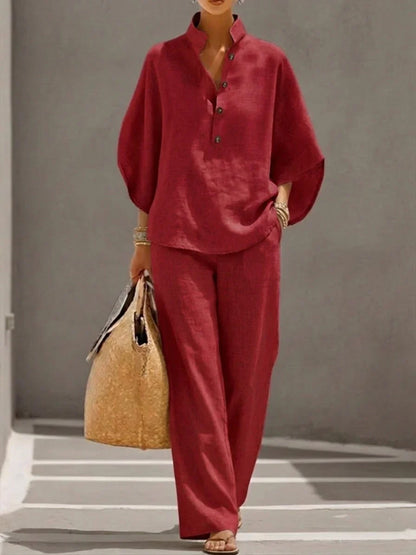 Amalfi linen-texture batwing co-ord