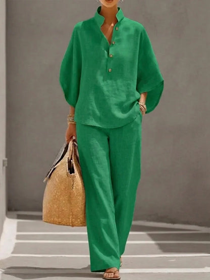 Amalfi linen-texture batwing co-ord