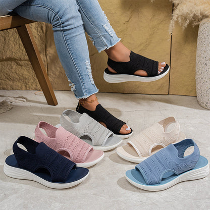 Zina knit platform sandals in Black