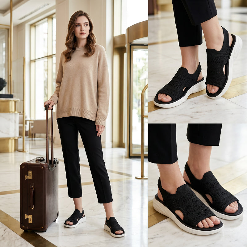 Zina knit platform sandals in Grey