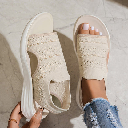 Zina knit platform sandals in Black
