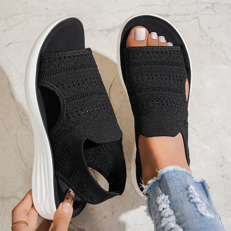 Zina knit platform sandals in Black